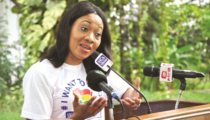  Mrs Jean Mensah, Executive Director, IEA, speaking at the launch of the "I want to know" campaign in Accra. Picture: SAMUEL TEI ADANO
